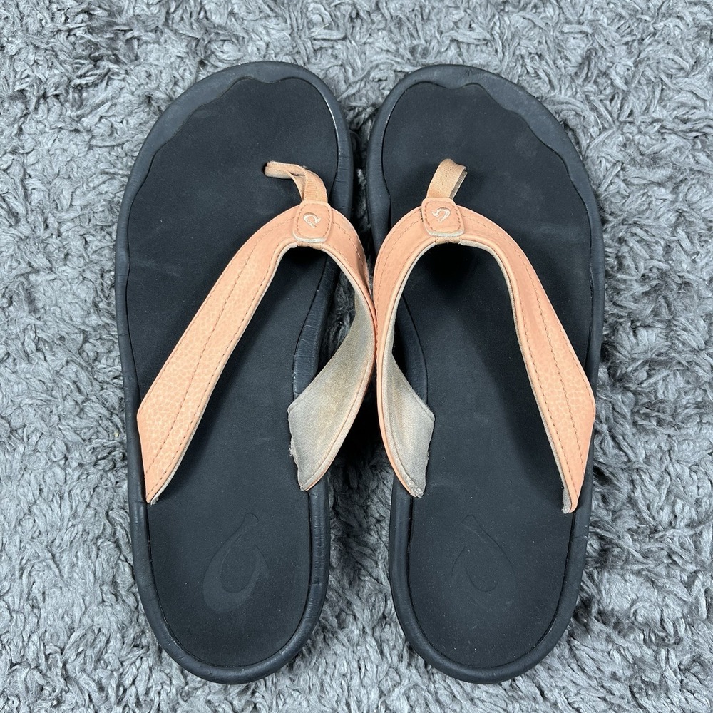 OluKai Women's Size 8 Flip Flop Thong Sandals Coral Orange - Picture 6 of 7